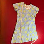 Lulu B Dress Women’s Medium Blue Cotton Palm Tree Print Beach Resort Tropical Photo 5