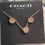 Coach Elegant Simple Open Circle Necklace And Tea Rose Stud Earrings Set NWT Photo 2