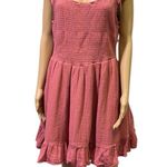 American Eagle America Eagle Cotton Smocked Bodice Gauze Ruffle Hem Mini Dress Pink Coral XL Photo 2