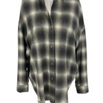 Vince Raw Hem Wool Plaid Button Down Oversized Boyfriend Tunic Shirt Photo 3