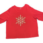 Catherines  comfy festive Xmas red 3/4 sleeve snowflake rhinestone bling top 3X Photo 0
