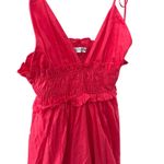 ZARA  Ruffled Babydoll Scrunched V-Neck Mini Dress Fuchsia Pink Size XS‎ Photo 4
