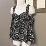 Torrid Black White Lace Print Sweetheart Peplum Top w/ Back Zipper-Size 2=2X Photo 1