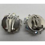 Vintage 1950s Laguna Earrings Aurora Borealis Crystal Bead Clip On Silver Tone Photo 3