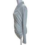 Ann Taylor Shimery Silver & Gray Long Sleeve Ruched Sides Wrap Knit Top Size M Photo 2