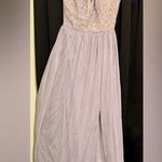 David's Bridal V Neck Lace Mesh Dress in color Iris, size 0 Photo 0