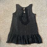 Trina Turk Silk Blend Black Striped Gold Silver Metallic Coverup Dress Size M Photo 6