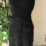 Sangria  Black Fitted Sheath Dress Sleeveless V-Neck Form Fit Tiered Cocktail 8 Photo 0