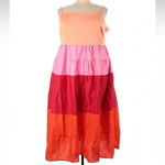 English Factory Pink Red Boho Siena Color Block Spaghetti Maxi Plus Size 3X NWT Photo 2