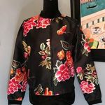 NWT Black Scarf Print Floral Satin Bomber Jacket Sz S Photo 0