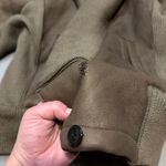 Made in Italy Luxury Shearling Lined Leather Bomber Jacket Womens Olive Green Brown Photo 8