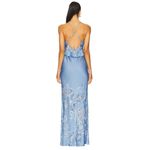 ROCOCO SAND Cross Back Peplum Maxi Dress in Light Blue Large New Womens Satin Go Photo 1
