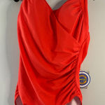 Baleaf Halter One Piece Orange Swimsuit Tummy Control Ruched SPF 50+ Orange S Photo 0