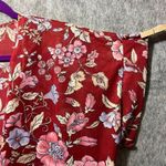 Vintage JCPenney Red Floral Short Sleeve Cardigan Open Front Sheer Casual Lounge Size M Photo 6