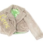 Beige Plush Faux Fur Crop Jacket size M Salgunamu Brazil Vegan Teddy Bear Size M Photo 0