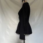 DABUWAWA Peplum Mockneck Blouse Womens Top Small Pearl Bling Collar Fairy Grunge Black Photo 3