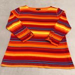 Ralph Lauren Lauren Women's Top Pullover 3/4 Sleeve 100% Cotton Striped Size L Photo 7