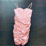 NWT LINJOU Rose Pink Satin/Silk Sweetheart Corset Ruched Wrap Bodycon Dress | L Size L Photo 1