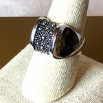 MICHAEL DAWKINS Sterling Silver Starry Night Oxidized Caviar Accent Ring Sz 8.75 Photo 14