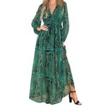 Aakaa AAKKA Magical Maiden Long Sleeve V-Neck Maxi Dress, Size S, New without Tag Photo 2