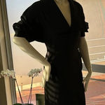 None Vintage tuxedo style black dress size 42 or about a us 6 wool Photo 0