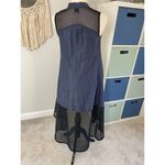 Staci Snider Dark Blue Linen Black Mesh High Low Outdoors Summer Maxi Dress Size XS Photo 2