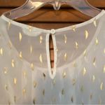 Maison Jules Cream and Gold Patterned Sheer Long Sleeve Blouse Size Medium Photo 2