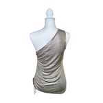 Maison d’ Amelie Women’s Top One Shoulder Ruched Side Metallic Size M Gold Size M Photo 8