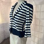 White House | Black Market Navy Blue and White Blazer Jacket Size 8 Photo 2