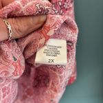 Fred David Tunic Pink 2X Floral Ethnic Roll Tab Sleeve V Neck Feminine Casual Photo 7