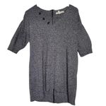 BCBGeneration  Marled Charcoal Gray Boxy V-Neck Knit Tunic Sweater Size Small Photo 0
