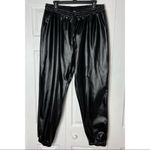 Missguided  Black Faux Leather Elastic Waist Joggers Track Pants Size 14 XL NWT Photo 3