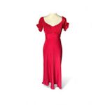 Petal and Pup  Red Satin Oralie Midi Puff Sleeve Size 6 Romantic Dress Holiday Photo 1