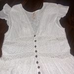 Raga  Anthropologie M White Juhi Luna Eyelet Button Down Flutter Sleeve Maxi Photo 1