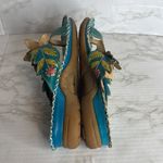 Spring Step  Size 39 8 US Bajan Turquoise Floral Sandal Slide Thong Leather Photo 6