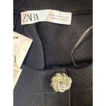 ZARA Black Cardigan Sweater Medium Silver Statement Buttons Cropped Jacket Style Photo 2