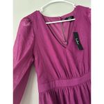 Lulus New Purple Magenta Metallic Sheer Long Sleeve Mini Dress Size Medium Party Photo 10