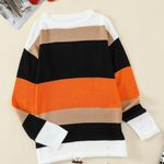 KNIT SWEATER ORANGE COLORBLOCK FLIRTY AND FUN Size M Photo 2