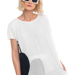 Ozai N Ku Asymmetric Jersey Knit Short Sleeve Off White Black Patch Side Top L Size L Photo 0