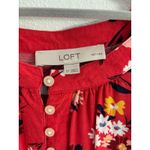 Loft  Midi Dress Womens 6P Red Floral Short Sleeve Bleted Career Preppy Modest Photo 2