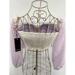 Nasty Gal  Edge Your Bets Purple White Off Shoulder crop top size 4 NWT Photo 5