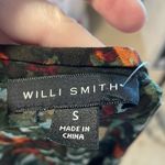 Willi Smith Floral Print Blouse Green Red Sheer Pleated V Neck Long Sleeve Top Photo 5