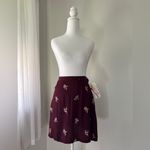 NWT Vintage Y2K Britland Maroon Floral Print Mini Skirt Red Photo 1