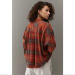 BDG  Urban Outftters Rayne Oversized Plaid Flannel Button Down Orange Small Photo 2