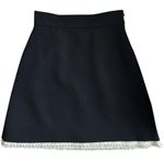 Miu Miu Black Mini Skirt with White Lace Trim and Rhinestone and Beading Small Photo 0