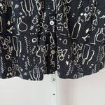 Nicole Miller New York Sleeveless V Neck Button Front Linen Lyocell Blend Top XL Black Photo 2