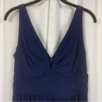 Lulus Lulu’s Navy Blue Leading Roll V Neck Ruched A Line Chiffon Maxi Dress Sz.M NWT Photo 6
