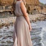 Ramy Brook Brown Crepe Hourglass V-Neck Smocked Waist Preslie Dress Size XL Photo 0