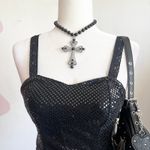 Black Sequin Bustier‎ Crop Top, Y2K, Clubwear, Festival, Edgy, Retro, Small Photo 1