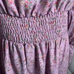 Vestique Purple Floral Off Shoulder Midi Dress Size L Ruffle Sleeves Smocked Photo 7